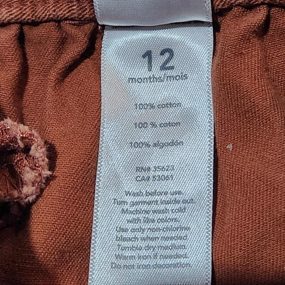 Carter's Toddler Straight Leg Pants With Detachable Suspenders, Size 12M - Picture 4 of 4